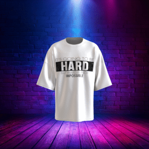 T-shirt met Tekst "It's Going to Be Hard but Not Impossible" - 100% Katoen