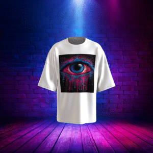 T-shirt met Kleurrijke Oog Afbeelding - 100% Katoen