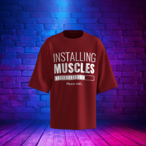 Heren T-shirt “Installing Muscles – Please Wait...” – Progress in Style